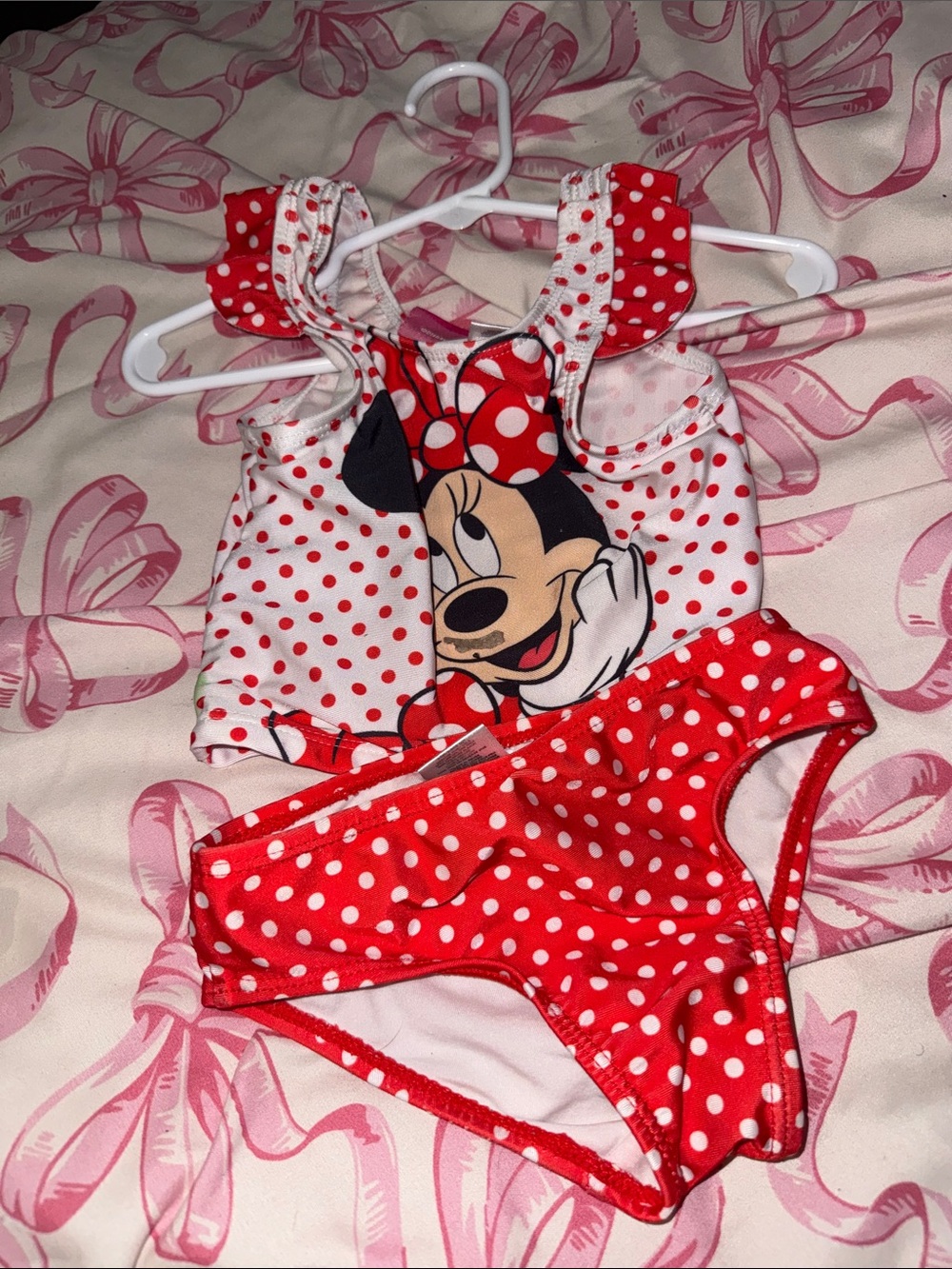 Disney Red and White Polka Dot Minnie Mouse Two-Piece Swim Set